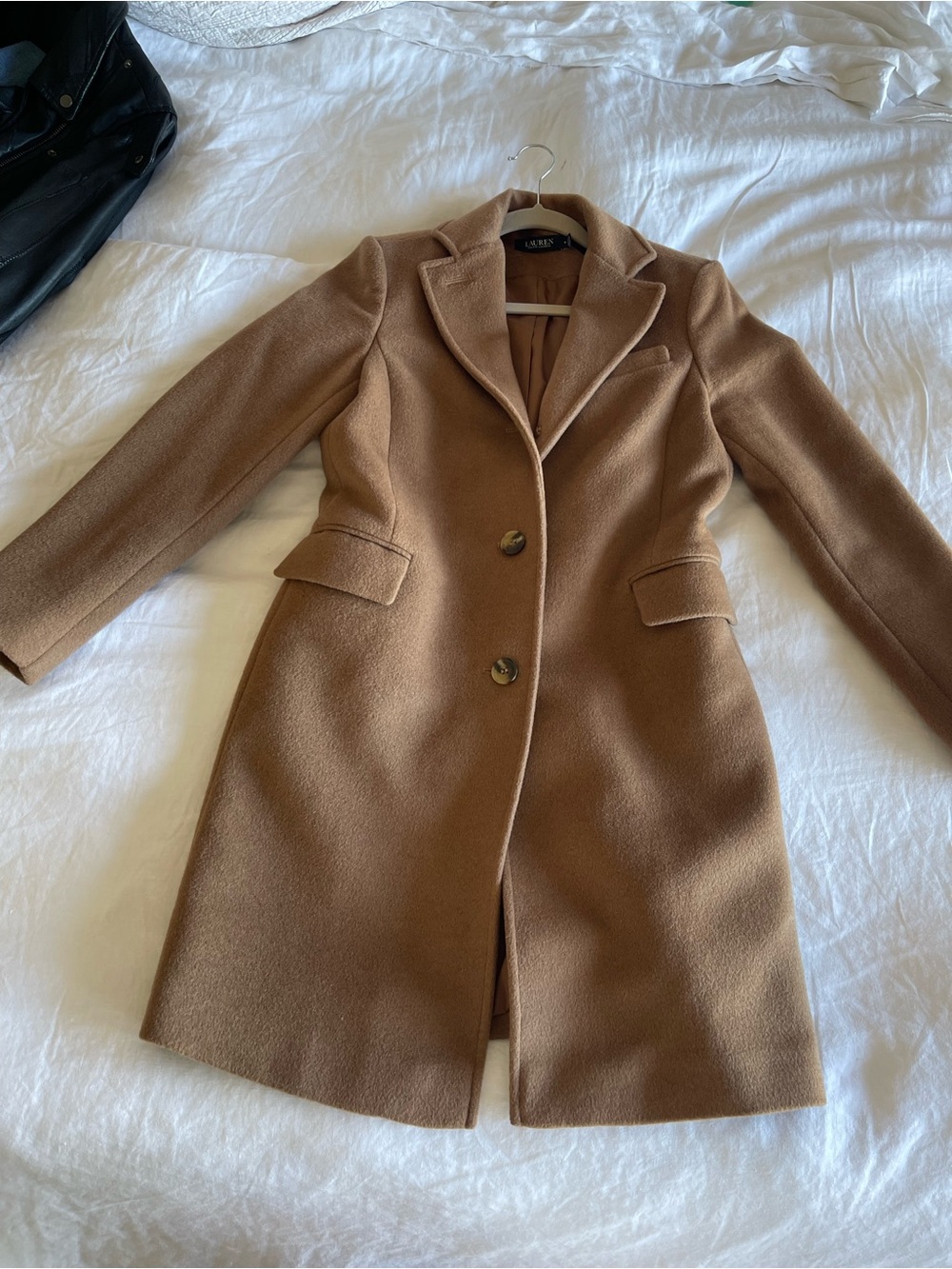 Ralph Lauren Camel Brown Tailored Wool-Blend Trench Coat